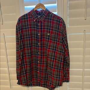 Southern Marsh Red and Navy Blue Plaid Button Down Shirt